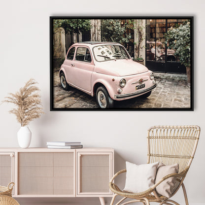 Paris Print Pink Car Print Paris Photography, Framed Canvas Print, Painting Art, Floating Framed Canvas Print Wall Art