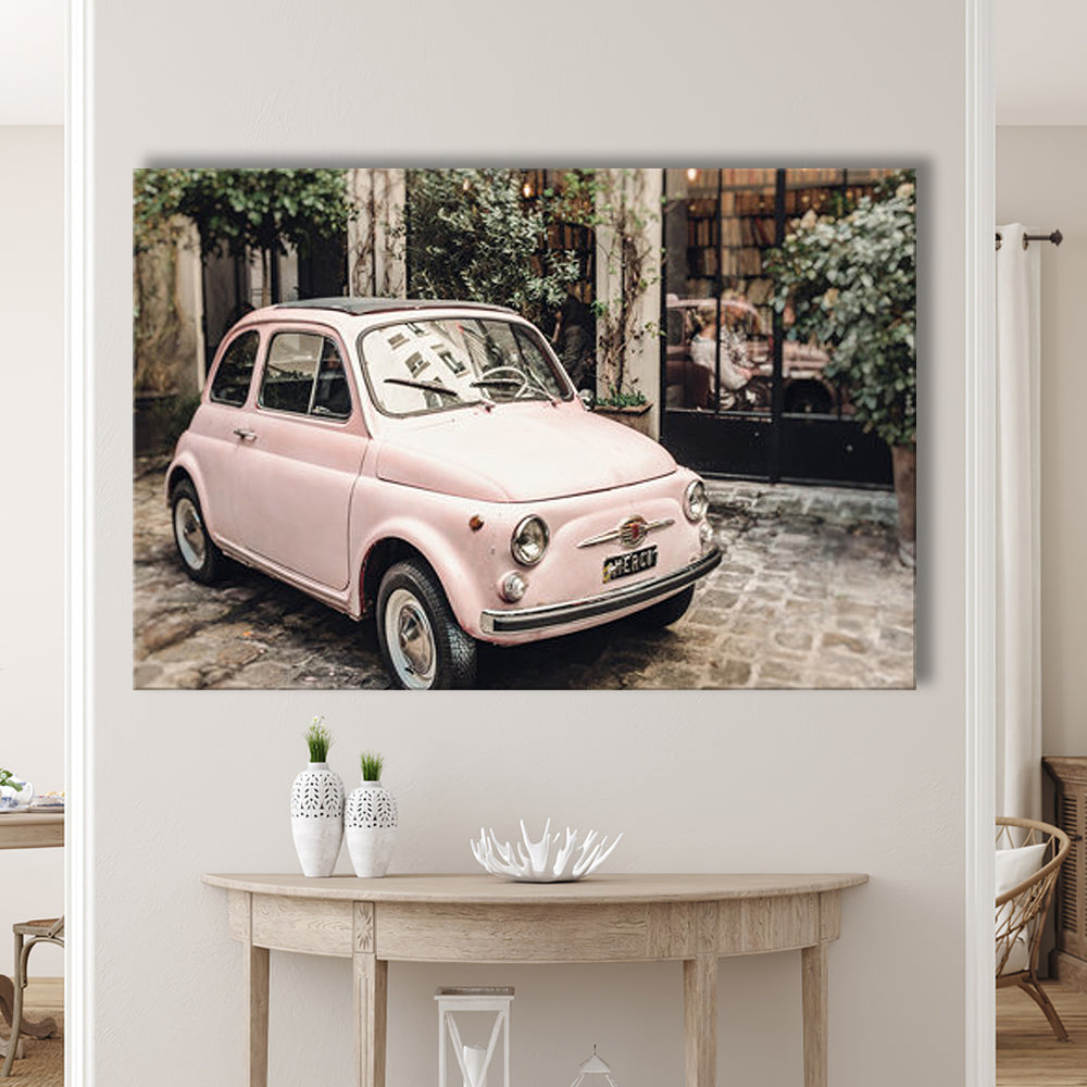 Paris Print Pink Car Print Paris Photography, Canvas Art Decor Print, Painting Art, Canvas Print Wall Art Home Decor