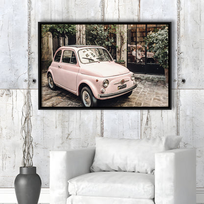Paris Print Pink Car Print Paris Photography, Framed Canvas Print, Painting Art, Floating Framed Canvas Print Wall Art