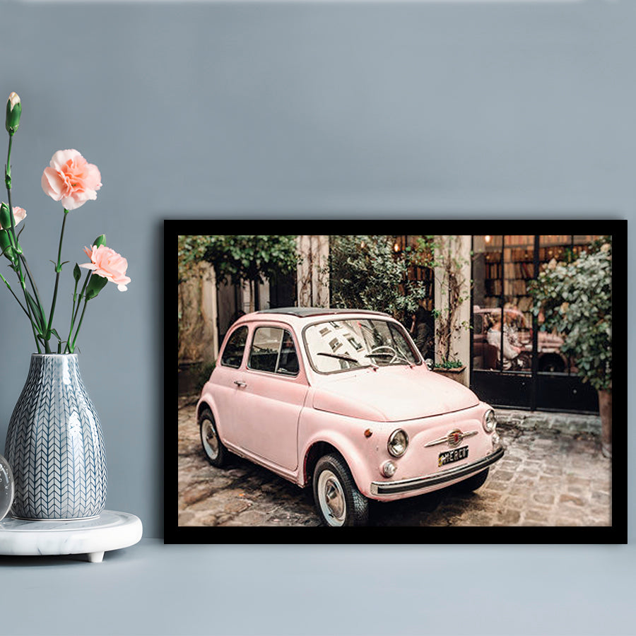 Paris Print Pink Car Print Paris Photography, Framed  Print, Painting Art, Framed Art Print Wall Decor, Framed Picture