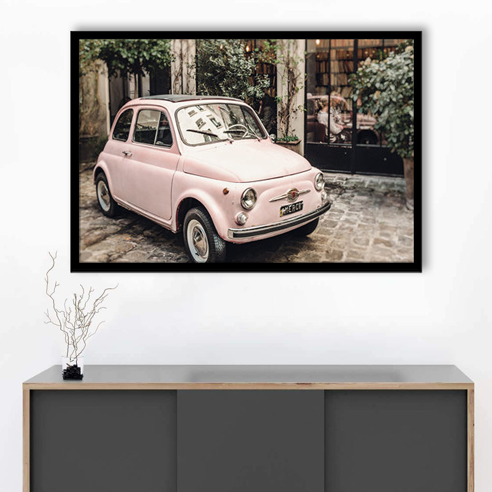 Paris Print Pink Car Print Paris Photography, Framed  Print, Painting Art, Framed Art Print Wall Decor, Framed Picture