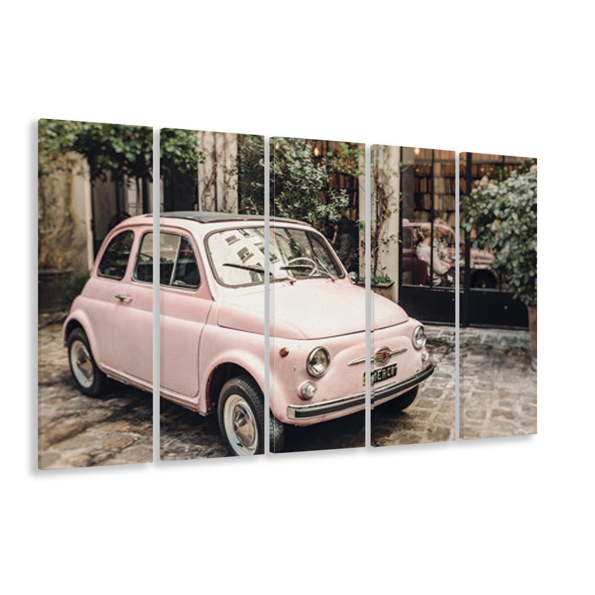 Paris Print Pink Car Print Paris Photography, Canvas Art Print, Painting Art, Multi Panels Canvas Print Wall Art