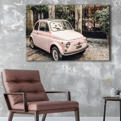 Paris Print Pink Car Print Paris Photography, Canvas Art Decor Print, Painting Art, Canvas Print Wall Art Home Decor