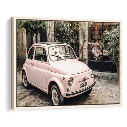 Paris Print Pink Car Print Paris Photography, Framed Canvas Print, Painting Art, Floating Framed Canvas Print Wall Art