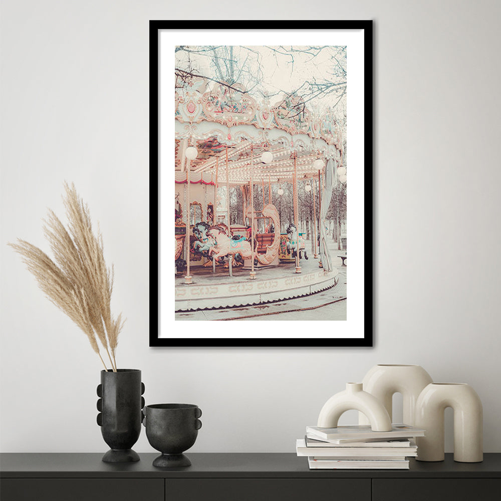 Paris Wall Print, Paris Photography Print, Paris Carousel Print, Paris Nursery Wall Art, Framed Art Prints White Border Wall Art