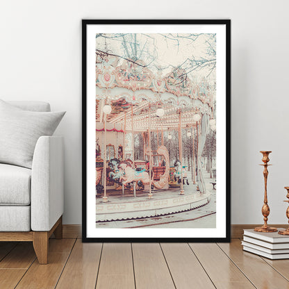 Paris Wall Print, Paris Photography Print, Paris Carousel Print, Paris Nursery Wall Art, Framed Art Prints White Border Wall Art