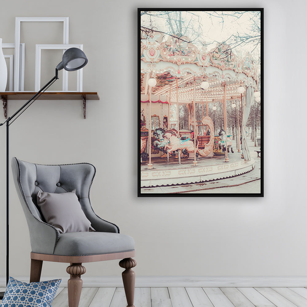 Paris Wall Print, Paris Photography Print, Paris Carousel Print, Paris Nursery Wall Art, Framed Canvas Prints Wall Art