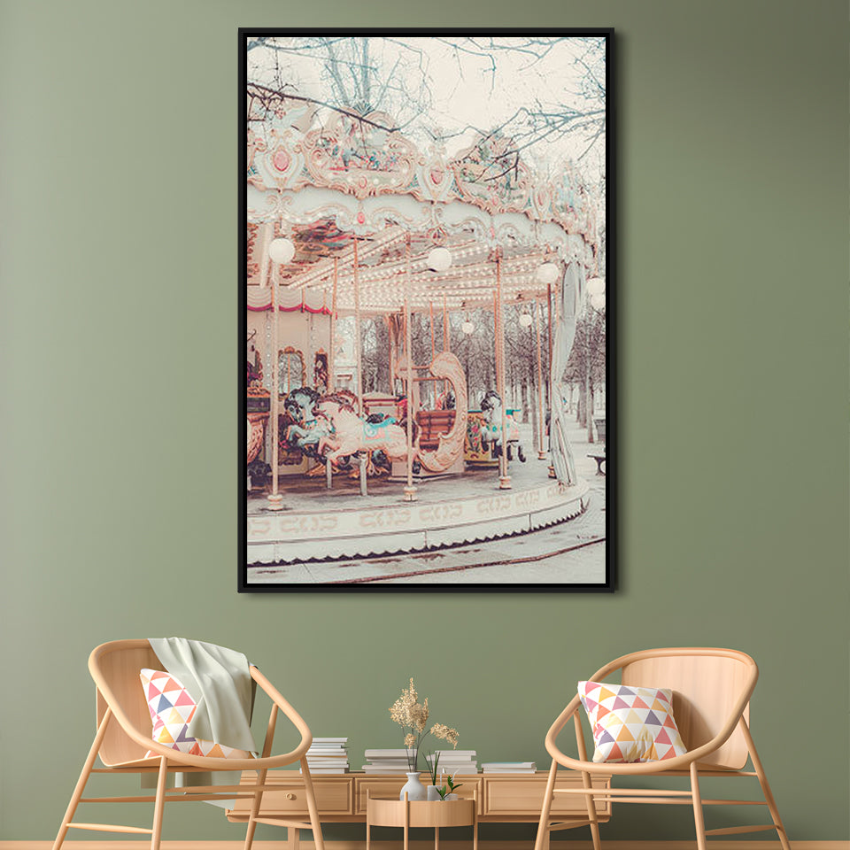Paris Wall Print, Paris Photography Print, Paris Carousel Print, Paris Nursery Wall Art, Framed Canvas Prints Wall Art