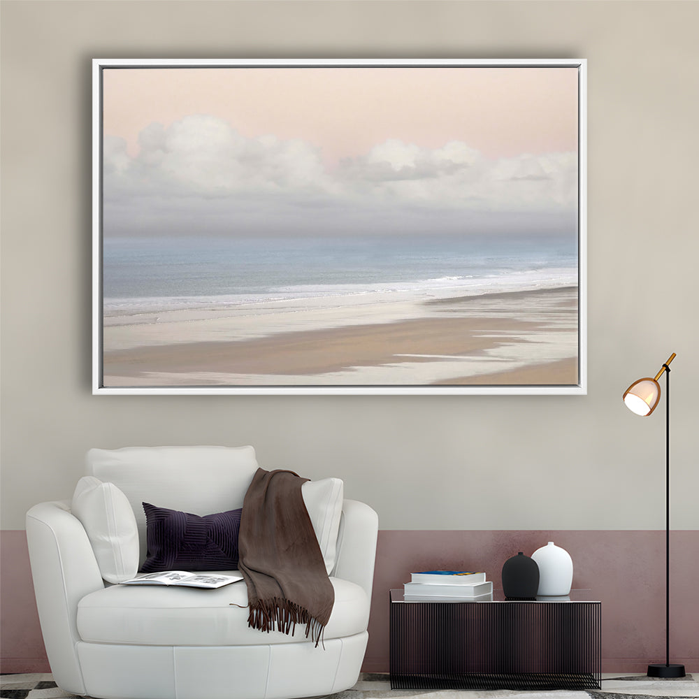 Pastel Seascapes Large Stretched Canvas Floating Frame Wall Art Print, Framed Cavas Print, Floating Frame