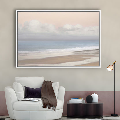 Pastel Seascapes Large Stretched Canvas Floating Frame Wall Art Print, Framed Cavas Print, Floating Frame