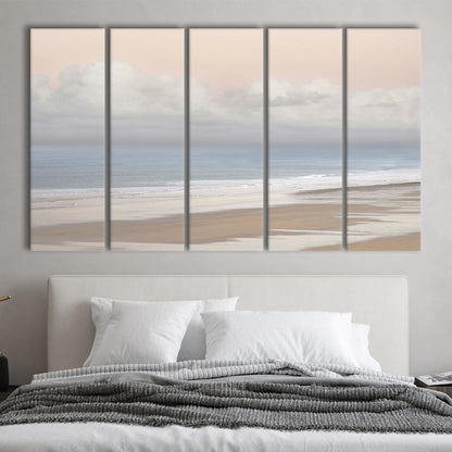 Pastel Seascapes Large Stretched Canvas Floating Frame Wall Art Print, 5 Piece B Extra Large Cavas Print Wall Art Decor
