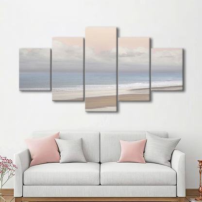 Pastel Seascapes Large Stretched Canvas Floating Frame Wall Art Print, 5 Piece Large Cavas Print Wall Art