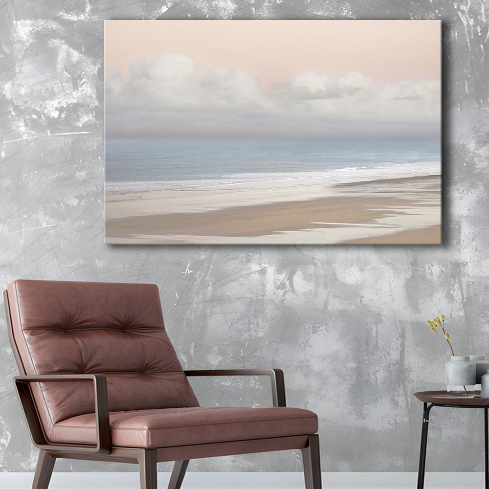 Pastel Seascapes Large Stretched Canvas Floating Frame Wall Art Print, Cavas Print Wall Art Hom Decor