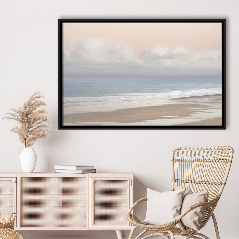 Pastel Seascapes Large Stretched Canvas Floating Frame Wall Art Print, Framed Cavas Print, Floating Frame