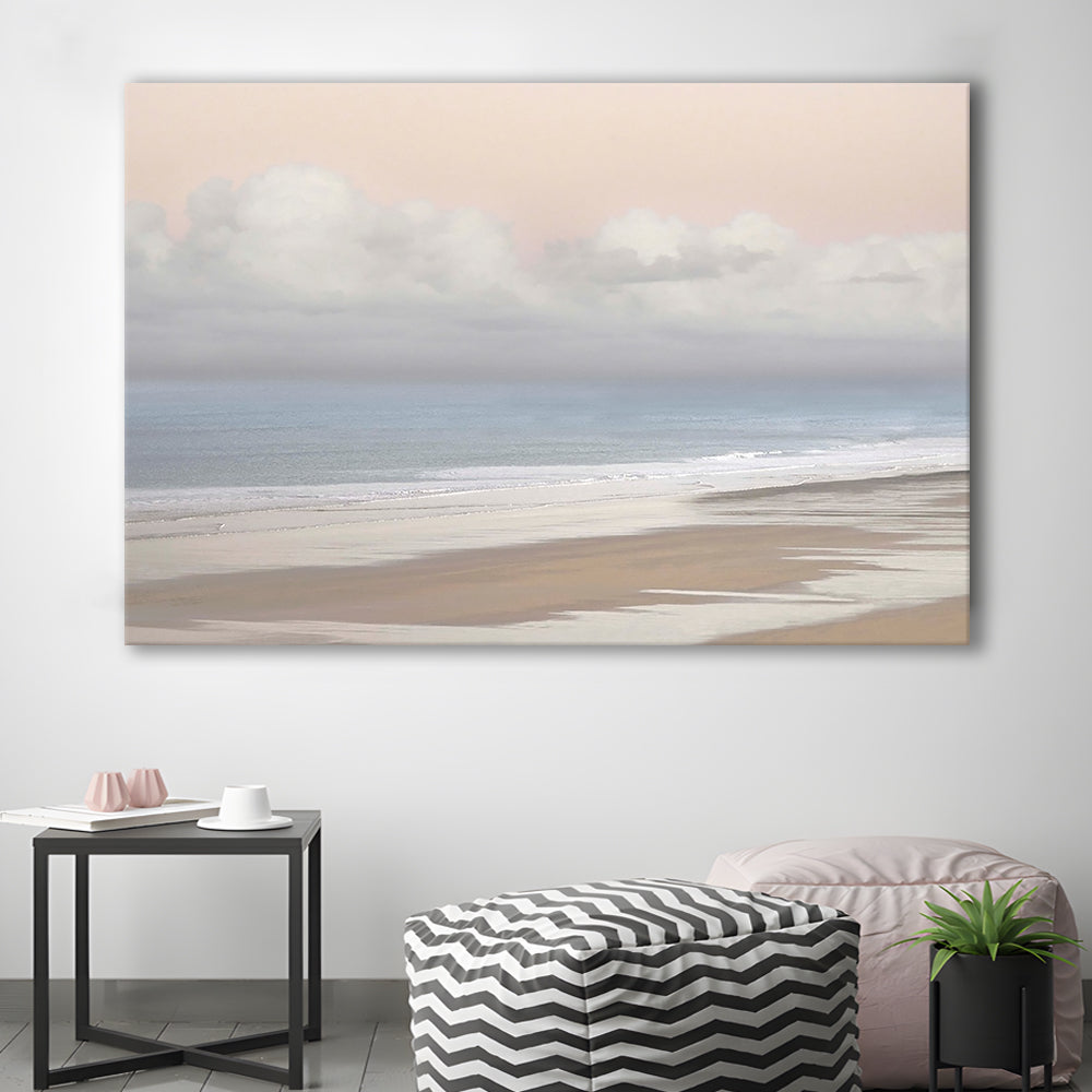 Pastel Seascapes Large Stretched Canvas Floating Frame Wall Art Print, Cavas Print Wall Art Hom Decor