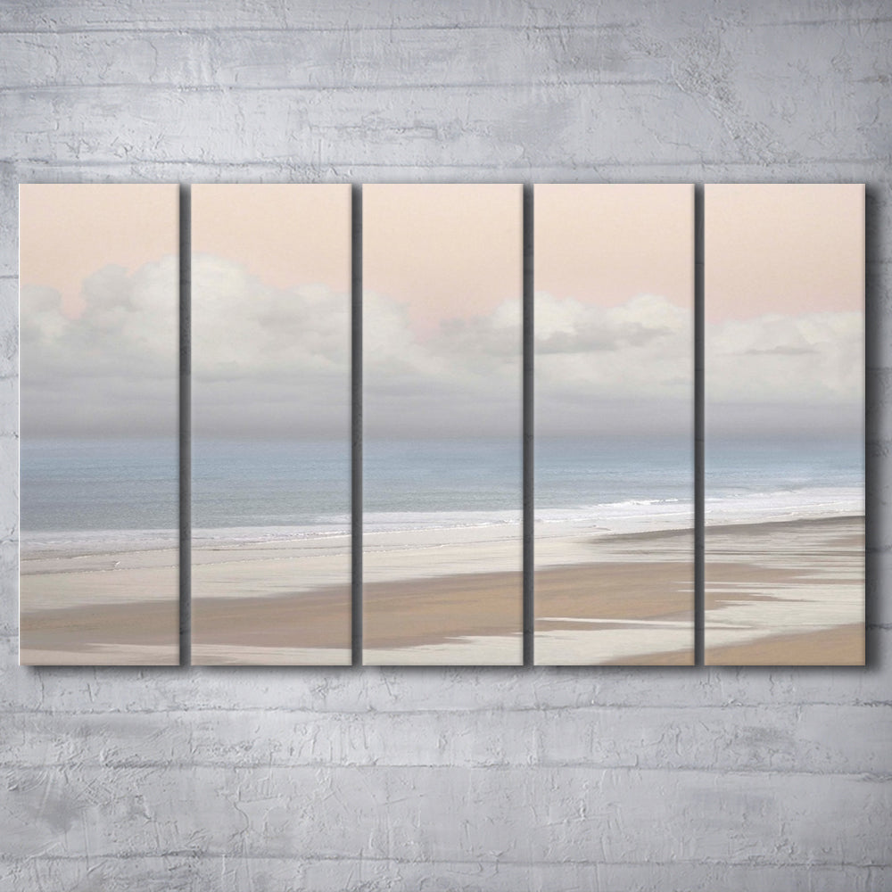 Pastel Seascapes Large Stretched Canvas Floating Frame Wall Art Print, 5 Piece B Extra Large Cavas Print Wall Art Decor