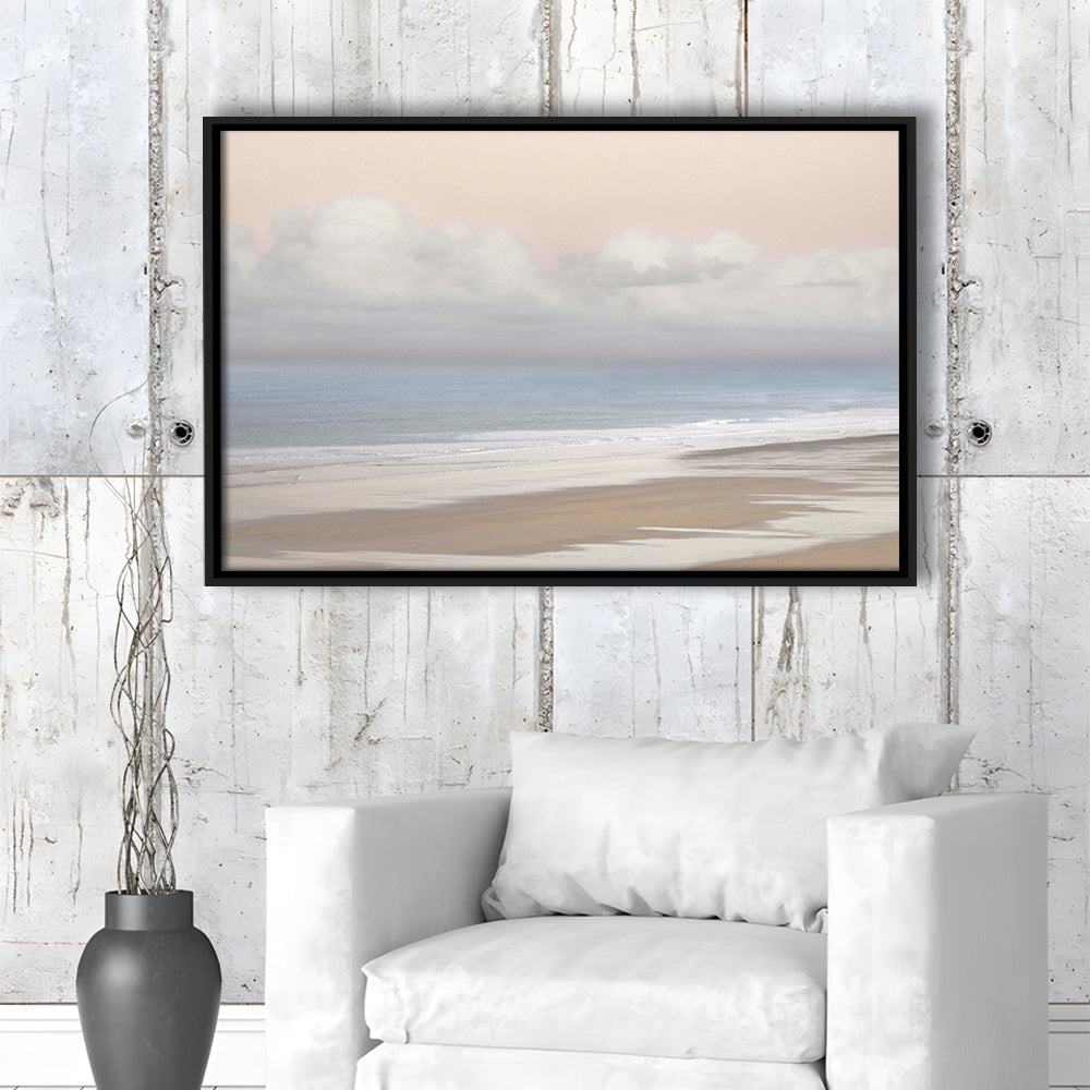 Pastel Seascapes Large Stretched Canvas Floating Frame Wall Art Print, Framed Cavas Print, Floating Frame