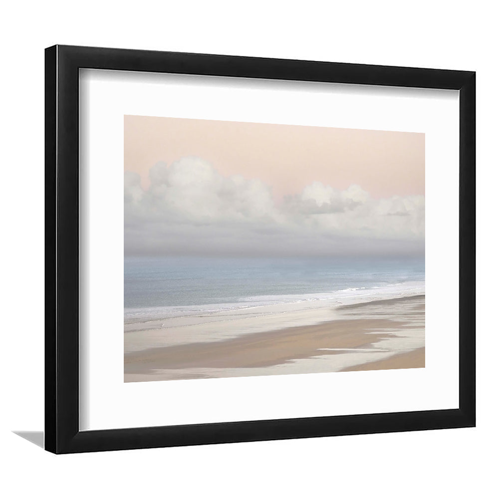 Pastel Seascapes Large Stretched Floating Frame Wall Art Print, Framed Art Print White Border