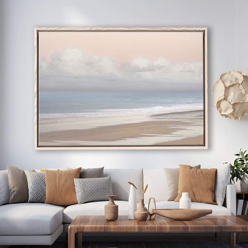 Pastel Seascapes Large Stretched Canvas Floating Frame Wall Art Print, Framed Cavas Print, Floating Frame