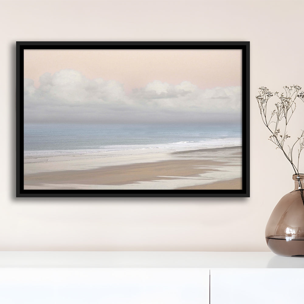 Pastel Seascapes Large Stretched Canvas Floating Frame Wall Art Print, Framed Cavas Print, Floating Frame