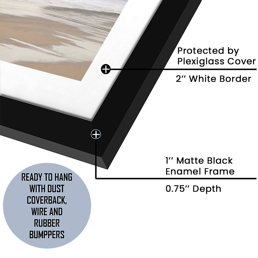 Pastel Seascapes Large Stretched Floating Frame Wall Art Print, Framed Art Print White Border