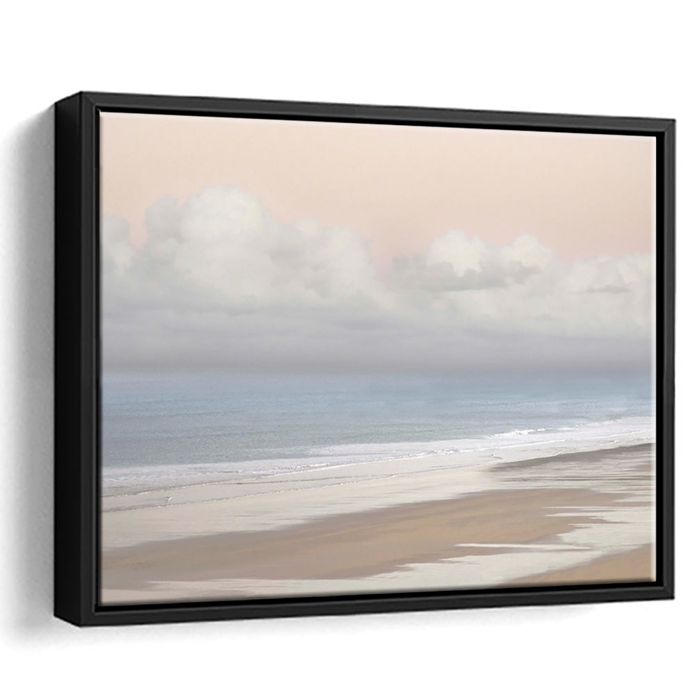 Pastel Seascapes Large Stretched Canvas Floating Frame Wall Art Print, Framed Cavas Print, Floating Frame