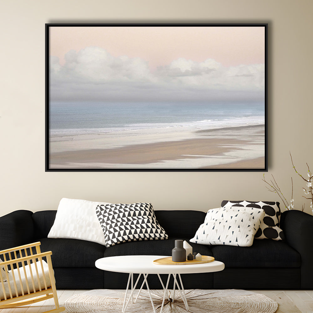 Pastel Seascapes Large Stretched Canvas Floating Frame Wall Art Print, Framed Cavas Print, Floating Frame
