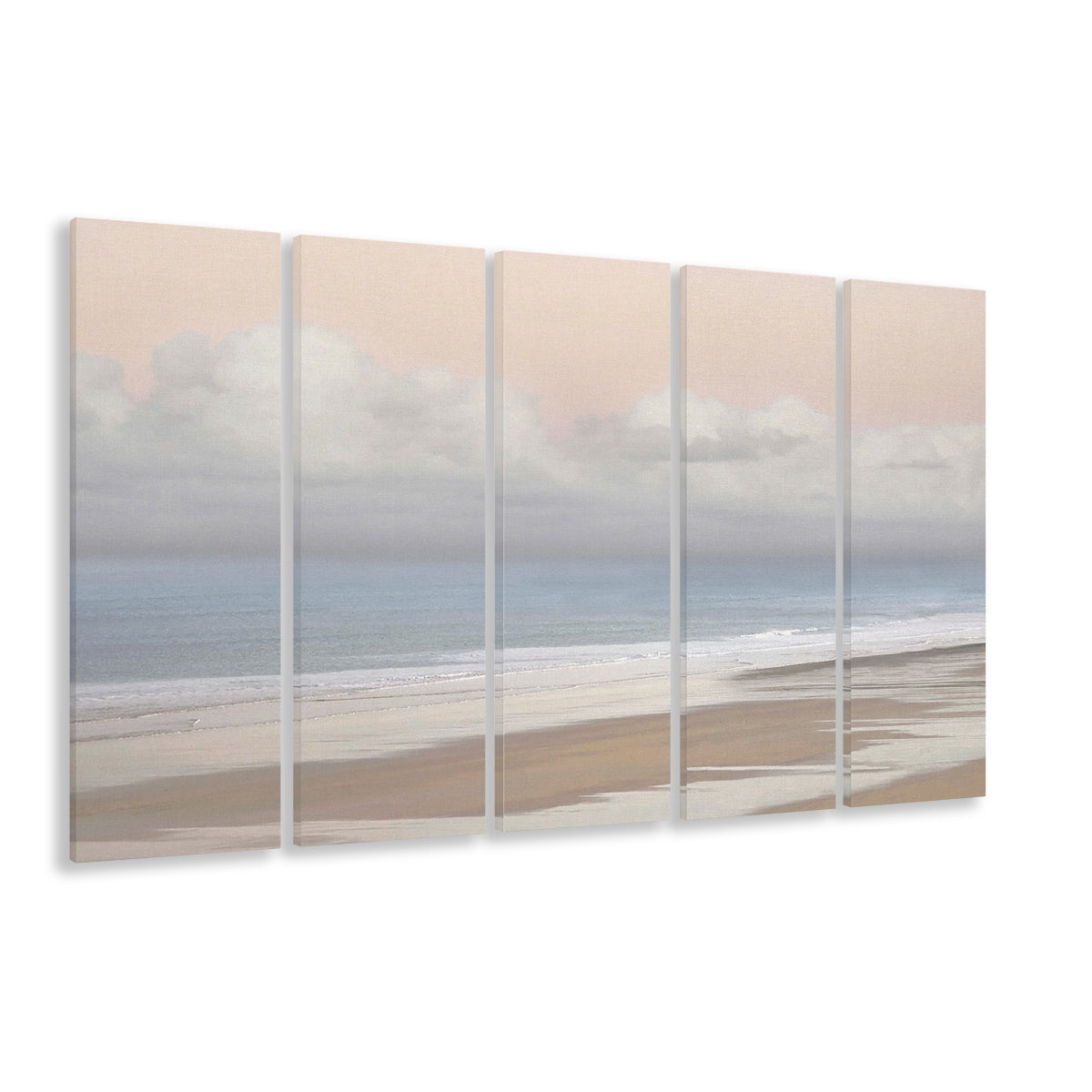Pastel Seascapes Large Stretched Canvas Floating Frame Wall Art Print, 5 Piece B Extra Large Cavas Print Wall Art Decor