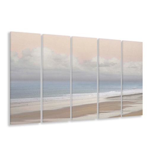 Pastel Seascapes Large Stretched Canvas Floating Frame Wall Art Print, 5 Piece B Extra Large Cavas Print Wall Art Decor