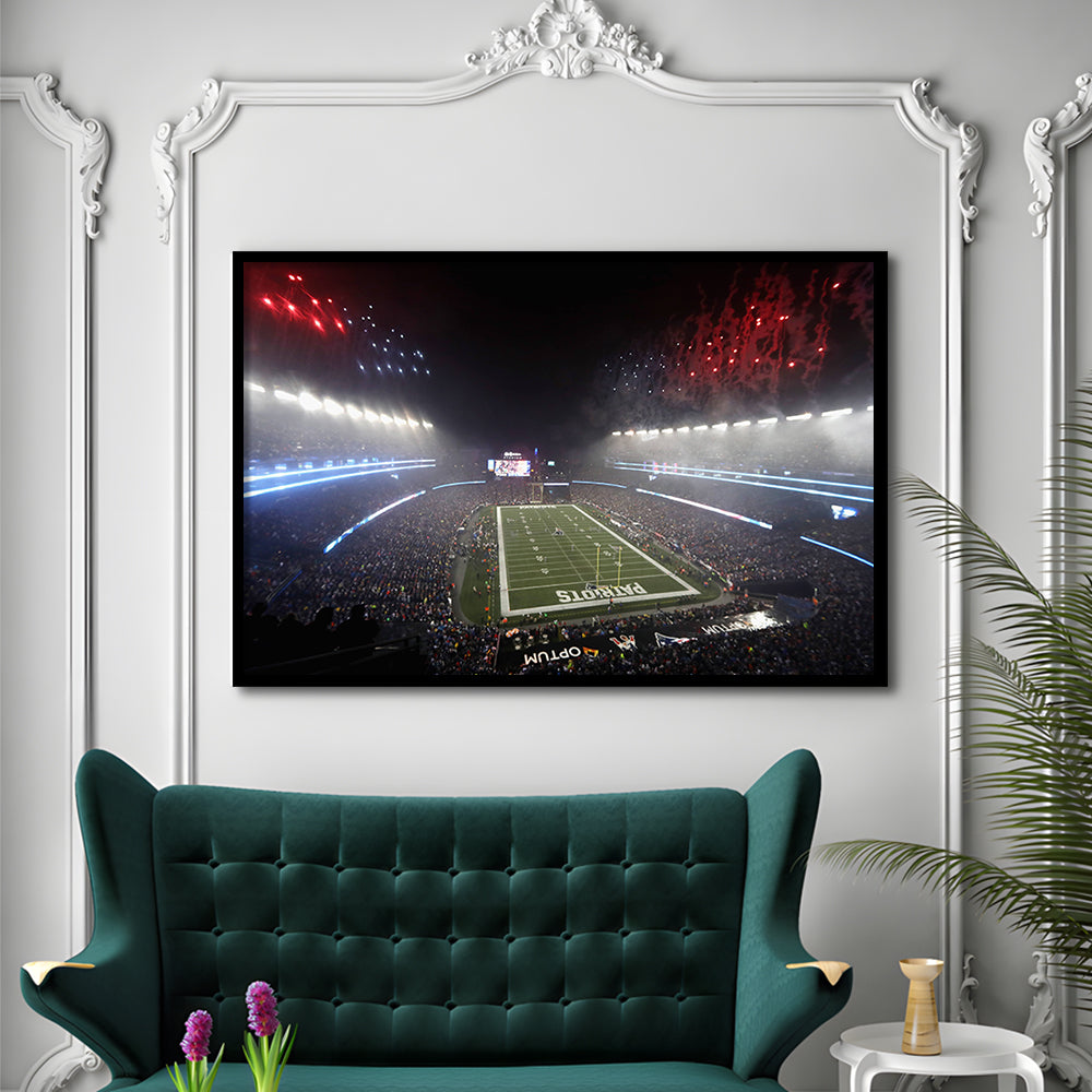 Patriot stadium Marathon, Stadium Canvas, Sport Art, Gift for him, Framed Art Print Wall Decor, Picture Framed