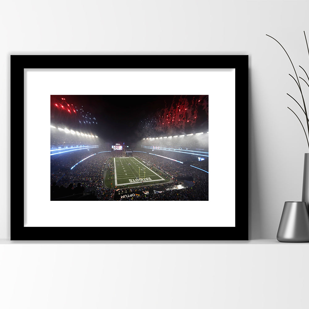 Patriot stadium Marathon, Stadium Canvas, Sport Art, Gift for him, White Border Framed Art Print Wall Decor
