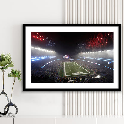 Patriot stadium Marathon, Stadium Canvas, Sport Art, Gift for him, White Border Framed Art Print Wall Decor