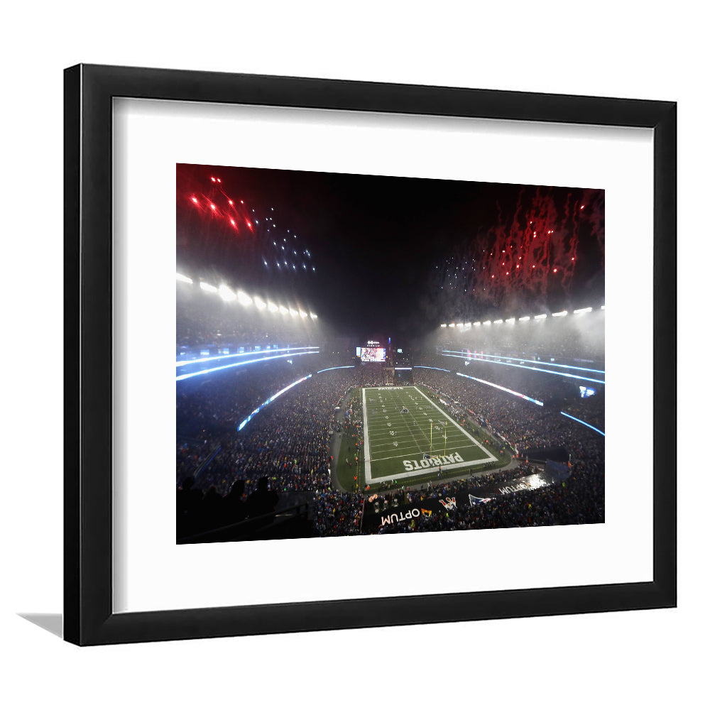 Patriot stadium Marathon, Stadium Canvas, Sport Art, Gift for him, White Border Framed Art Print Wall Decor