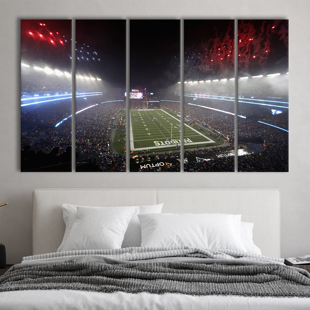 Patriot stadium Marathon, Stadium Canvas, Sport Art, 5 Panel B, Extra Large Canvas, Canvas Print Wall Art
