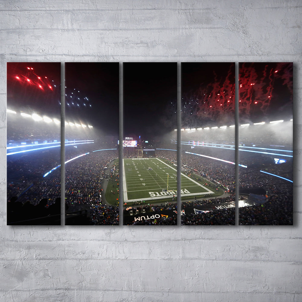 Patriot stadium Marathon, Stadium Canvas, Sport Art, 5 Panel B, Extra Large Canvas, Canvas Print Wall Art