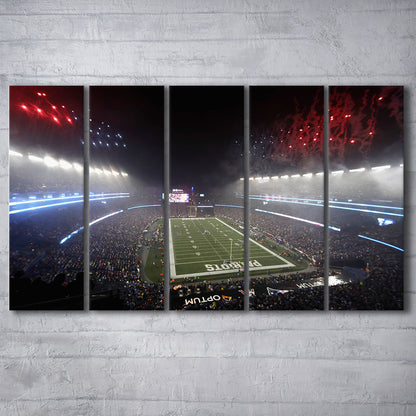 Patriot stadium Marathon, Stadium Canvas, Sport Art, 5 Panel B, Extra Large Canvas, Canvas Print Wall Art