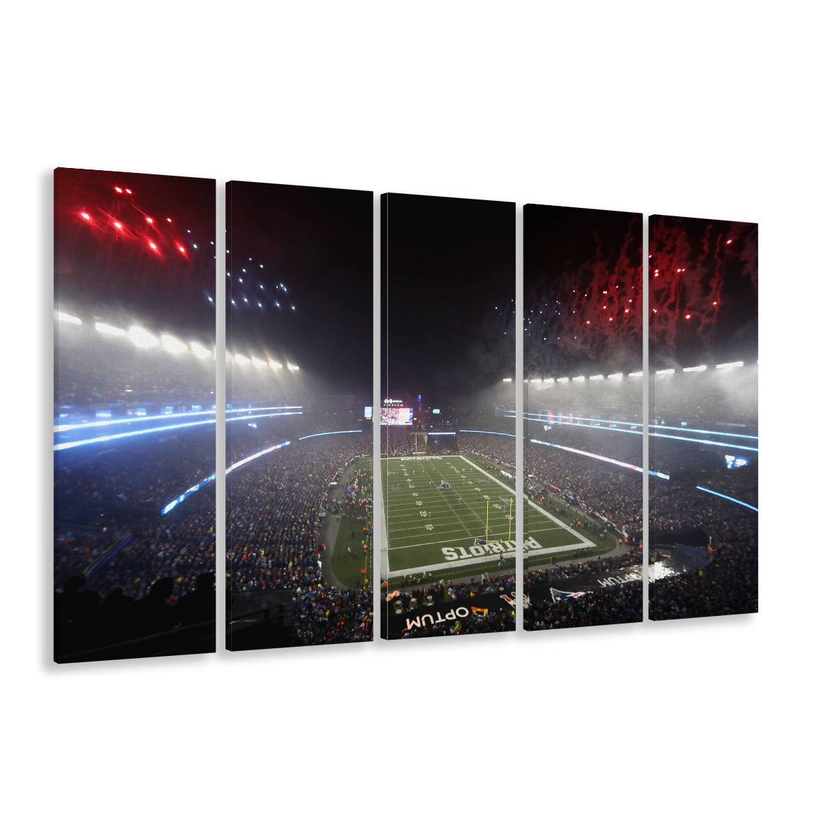 Patriot stadium Marathon, Stadium Canvas, Sport Art, 5 Panel B, Extra Large Canvas, Canvas Print Wall Art