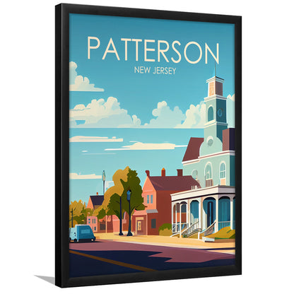 Patterson New Jersey Retro Art Print, Patterson City Wall Art, Framed Art Print, Picture Framed, Painting Art