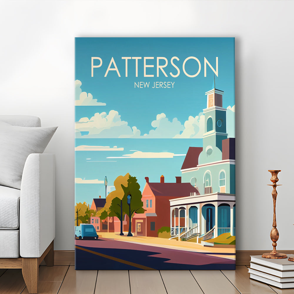 Patterson New Jersey Retro Art Print, Patterson City Wall Art, Canvas Print, Painting Canvas, Living Room Decor