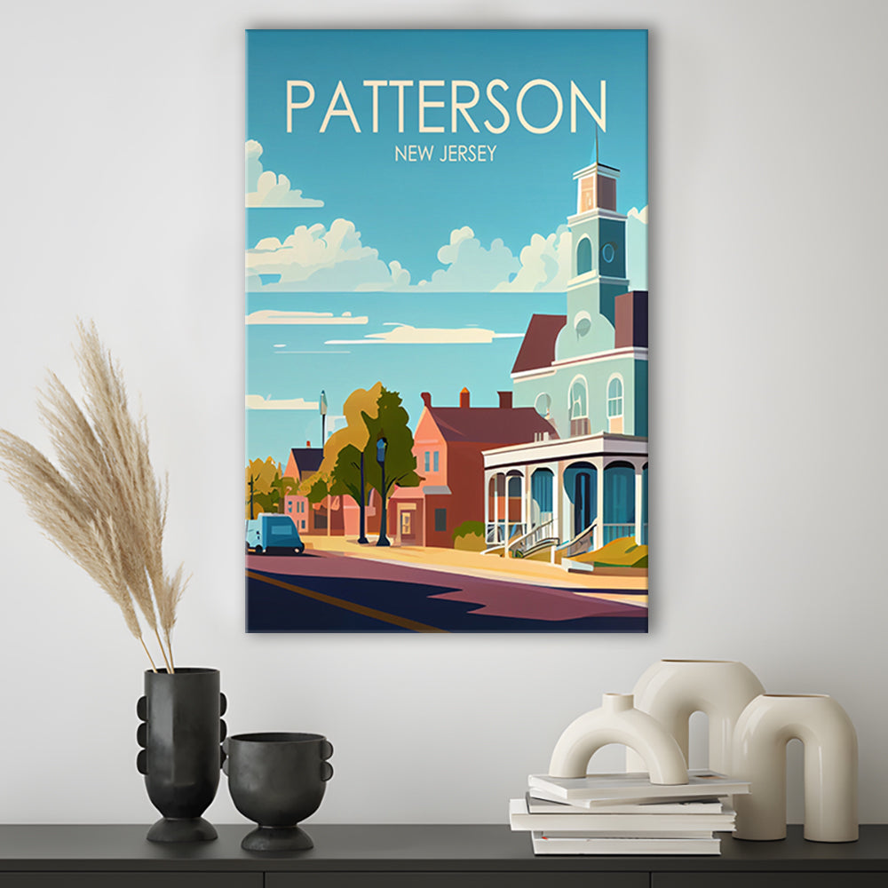 Patterson New Jersey Retro Art Print, Patterson City Wall Art, Canvas Print, Painting Canvas, Living Room Decor