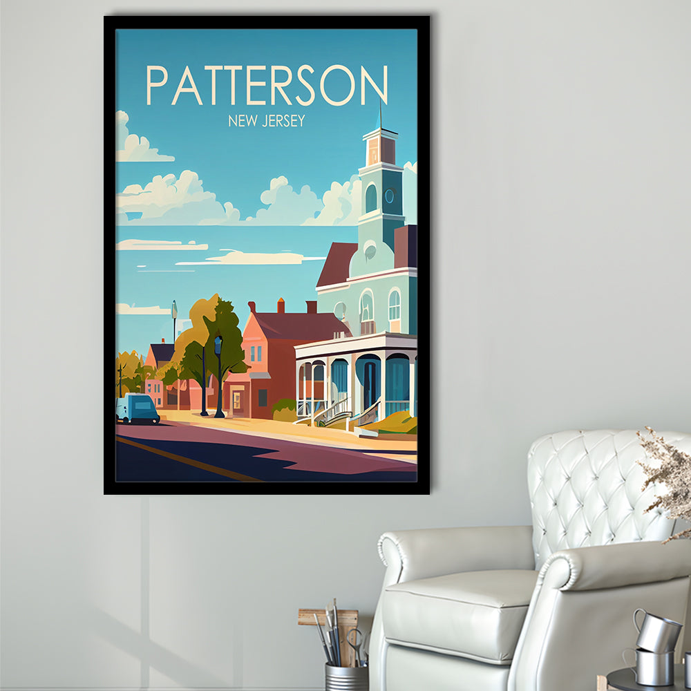 Patterson New Jersey Retro Art Print, Patterson City Wall Art, Framed Art Print, Picture Framed, Painting Art