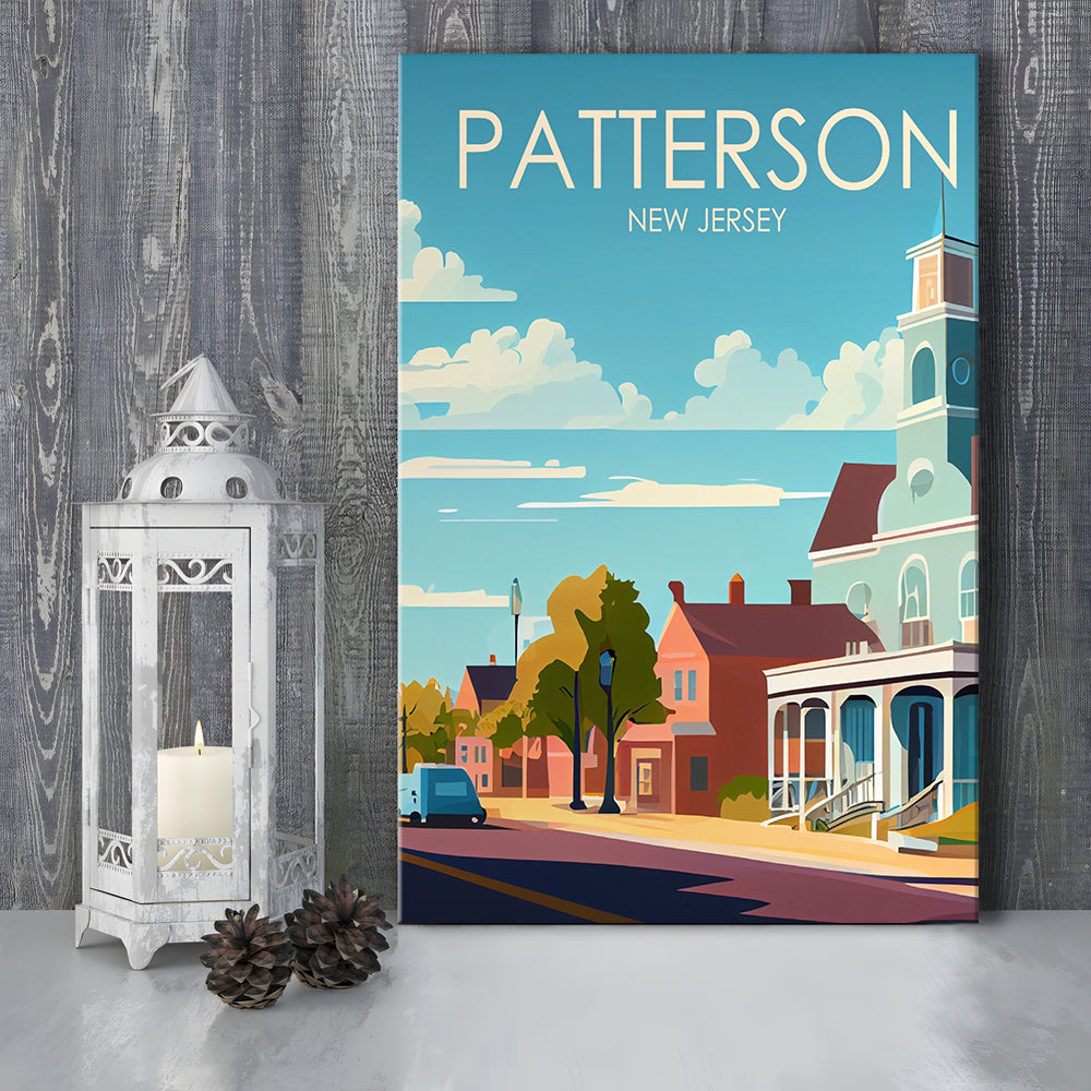 Patterson New Jersey Retro Art Print, Patterson City Wall Art, Canvas Print, Painting Canvas, Living Room Decor