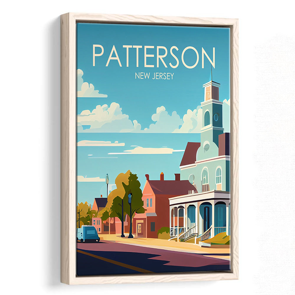 Patterson New Jersey Retro Art Print, Patterson City Wall Art, Floating Framed Canvas Print, Framed Picture, Painting Canvas