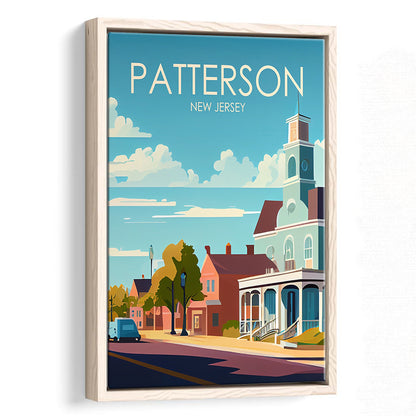 Patterson New Jersey Retro Art Print, Patterson City Wall Art, Floating Framed Canvas Print, Framed Picture, Painting Canvas