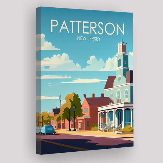 Patterson New Jersey Retro Art Print, Patterson City Wall Art, Canvas Print, Painting Canvas, Living Room Decor