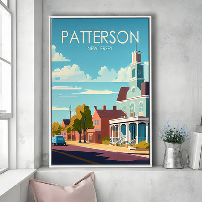 Patterson New Jersey Retro Art Print, Patterson City Wall Art, Floating Framed Canvas Print, Framed Picture, Painting Canvas