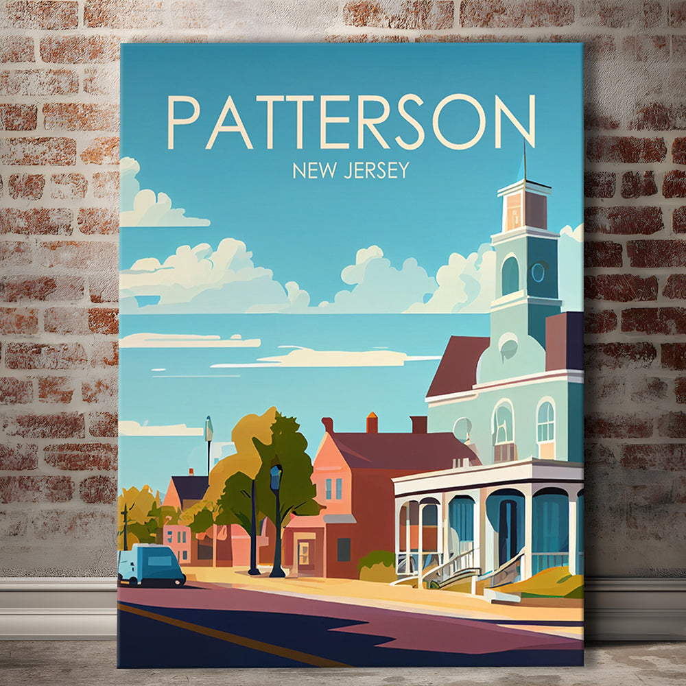 Patterson New Jersey Retro Art Print, Patterson City Wall Art, Canvas Print, Painting Canvas, Living Room Decor