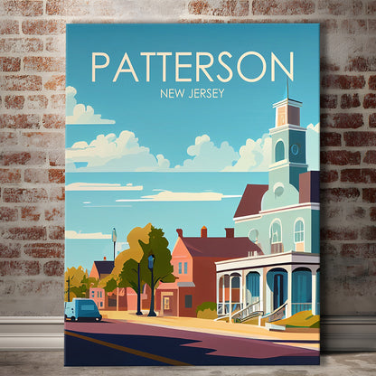 Patterson New Jersey Retro Art Print, Patterson City Wall Art, Canvas Print, Painting Canvas, Living Room Decor