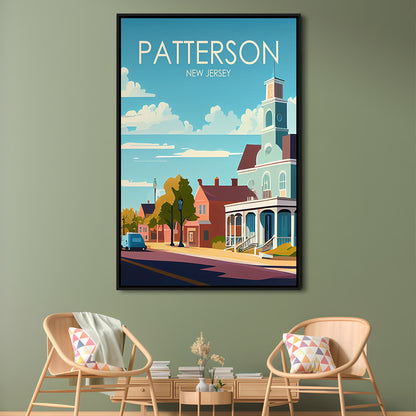 Patterson New Jersey Retro Art Print, Patterson City Wall Art, Floating Framed Canvas Print, Framed Picture, Painting Canvas