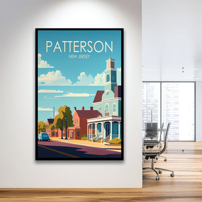 Patterson New Jersey Retro Art Print, Patterson City Wall Art, Framed Art Print, Picture Framed, Painting Art
